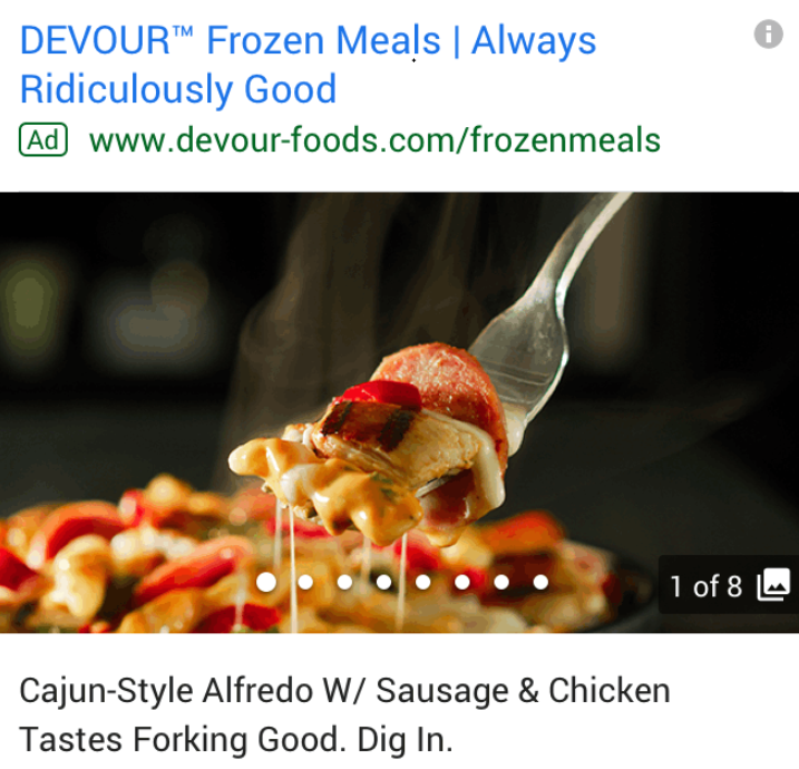 Przykład reklamy Gallery Ads w Google