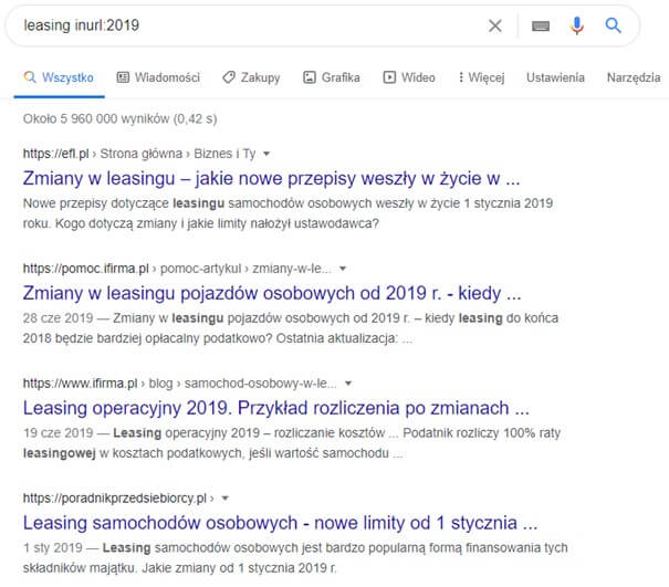 Zdezaktualizowane wyniki wyszukiwania Google